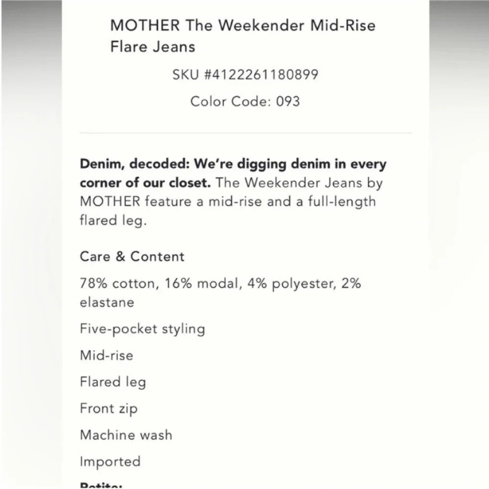 MOTHER The Weekender Size 26 NWT - Picture 5 of 14